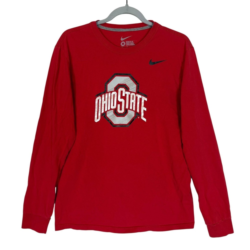 Ohio State Buckeyes Shirt Mens Medium Red NCAA Football Nike‎ Long Sleeve